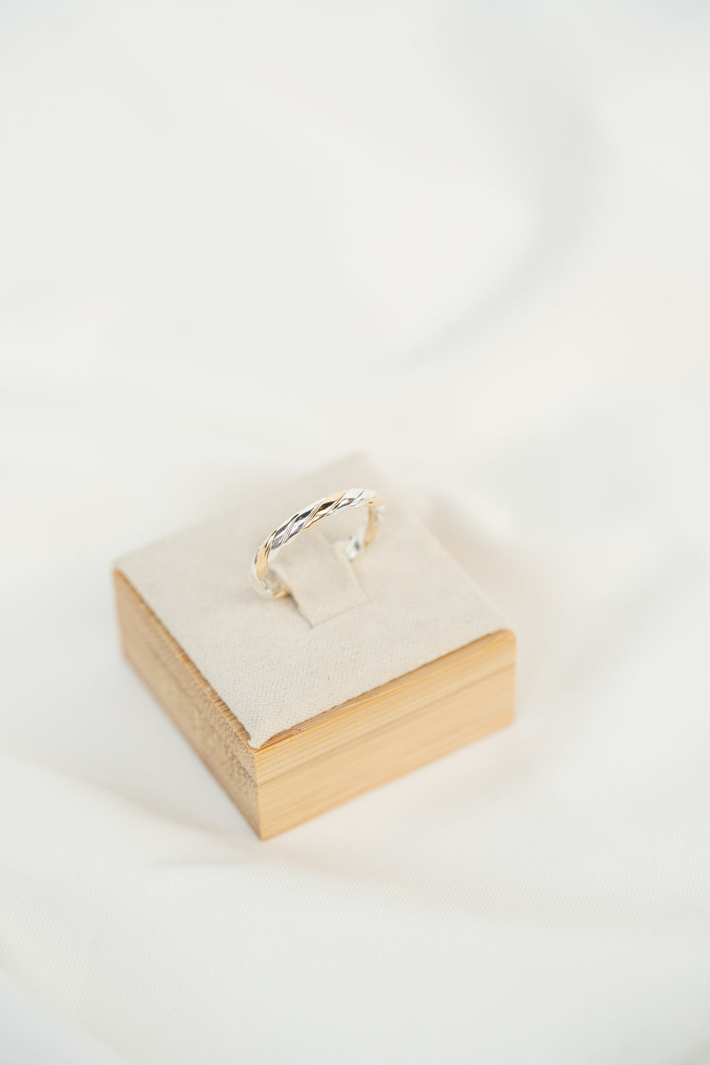 Thick Twisted with Gold Ring - Sterling Silver