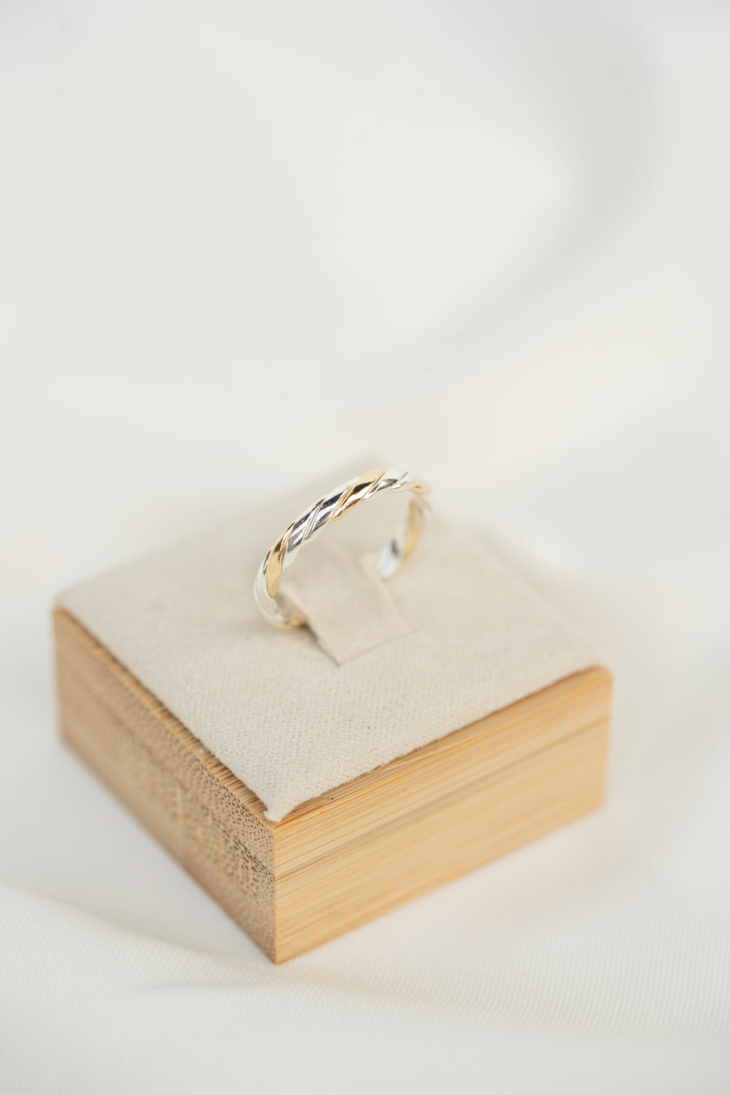 Thick Twisted with Gold Ring - Sterling Silver