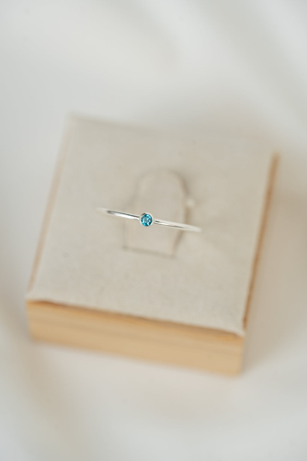 Aqua Blue CZ Gemstone Ring - Sterling Silver