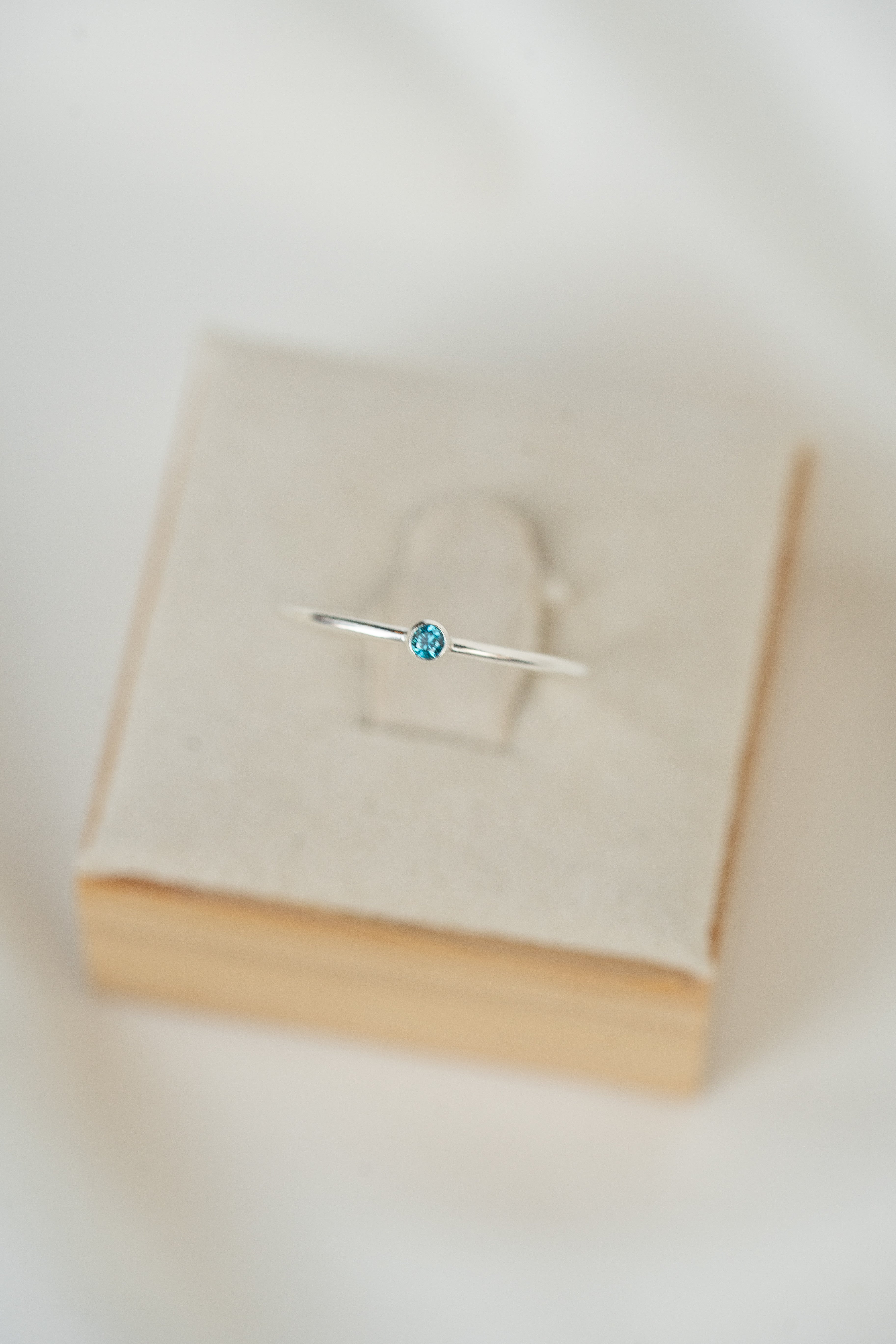 Aqua Blue CZ Gemstone Ring