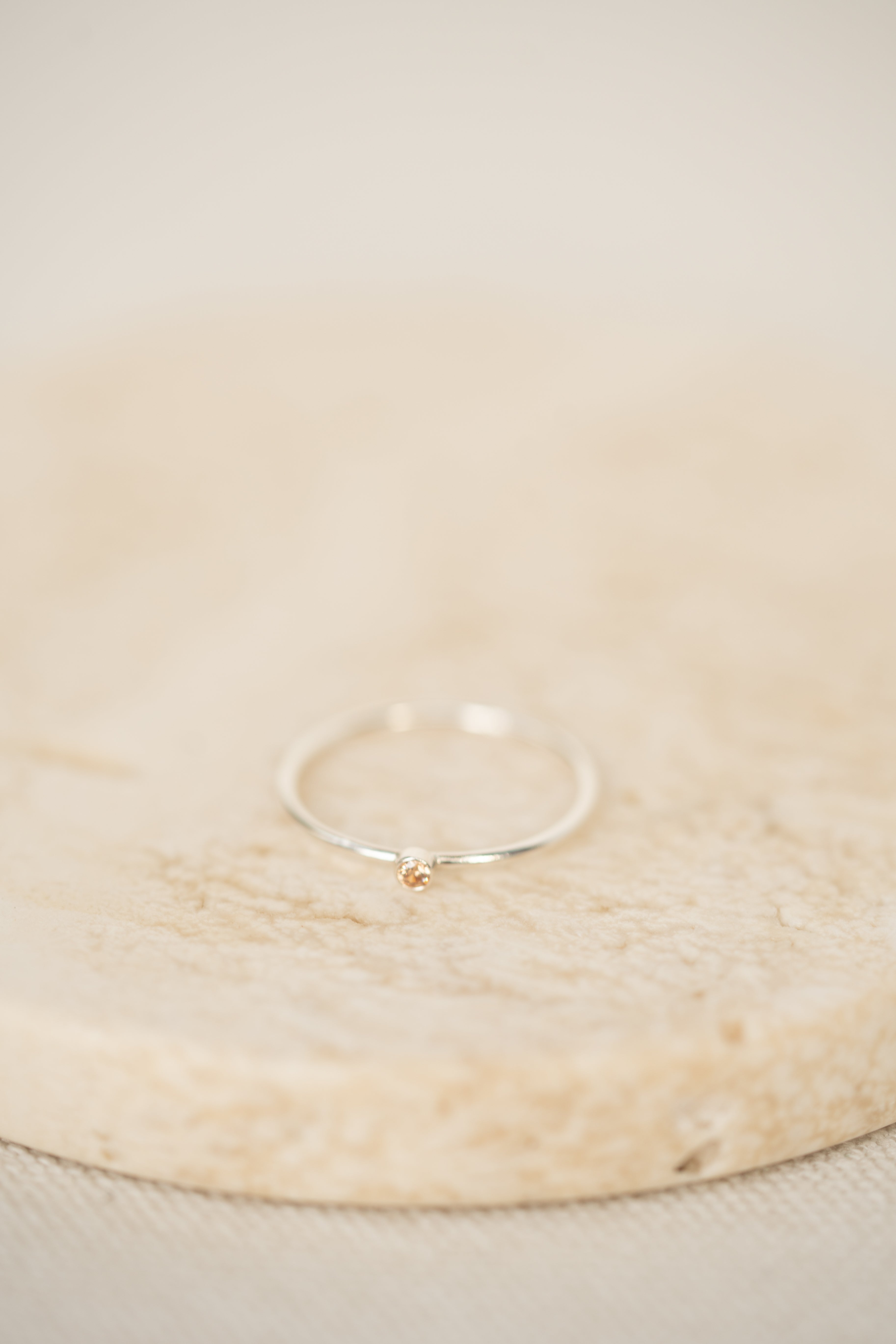 Champagne CZ Gemstone Ring - Sterling Silver