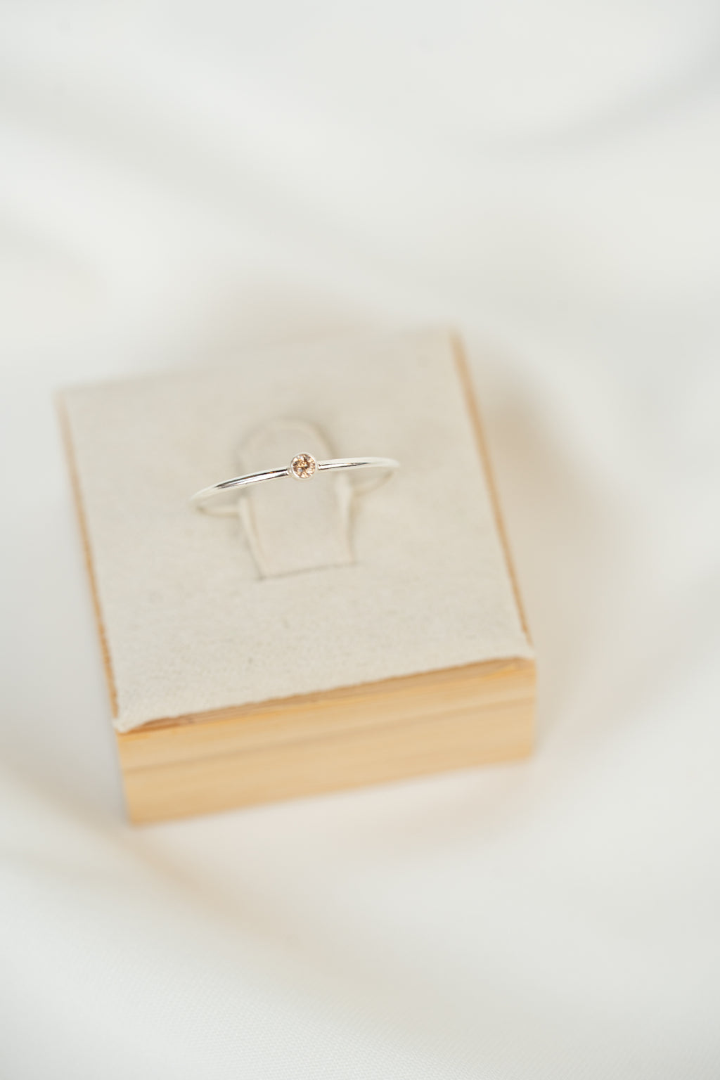 Champagne CZ Gemstone Ring - Sterling Silver