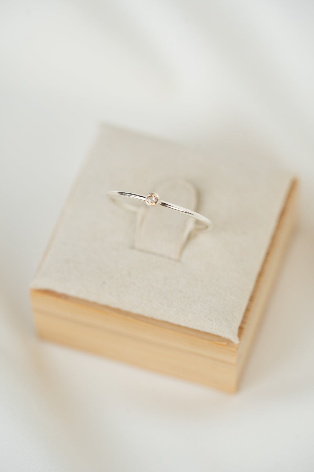 Champagne CZ Gemstone Ring - Sterling Silver
