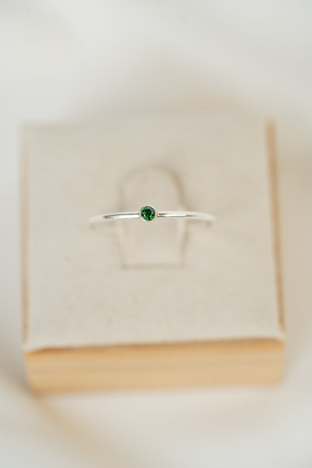 Green CZ Gemstone Ring - Sterling Silver