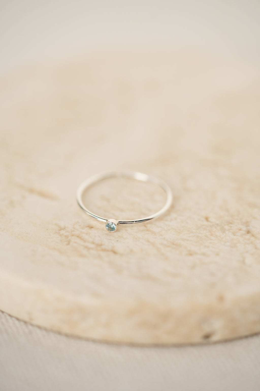 Light Blue CZ Gemstone Ring - Sterling Silver