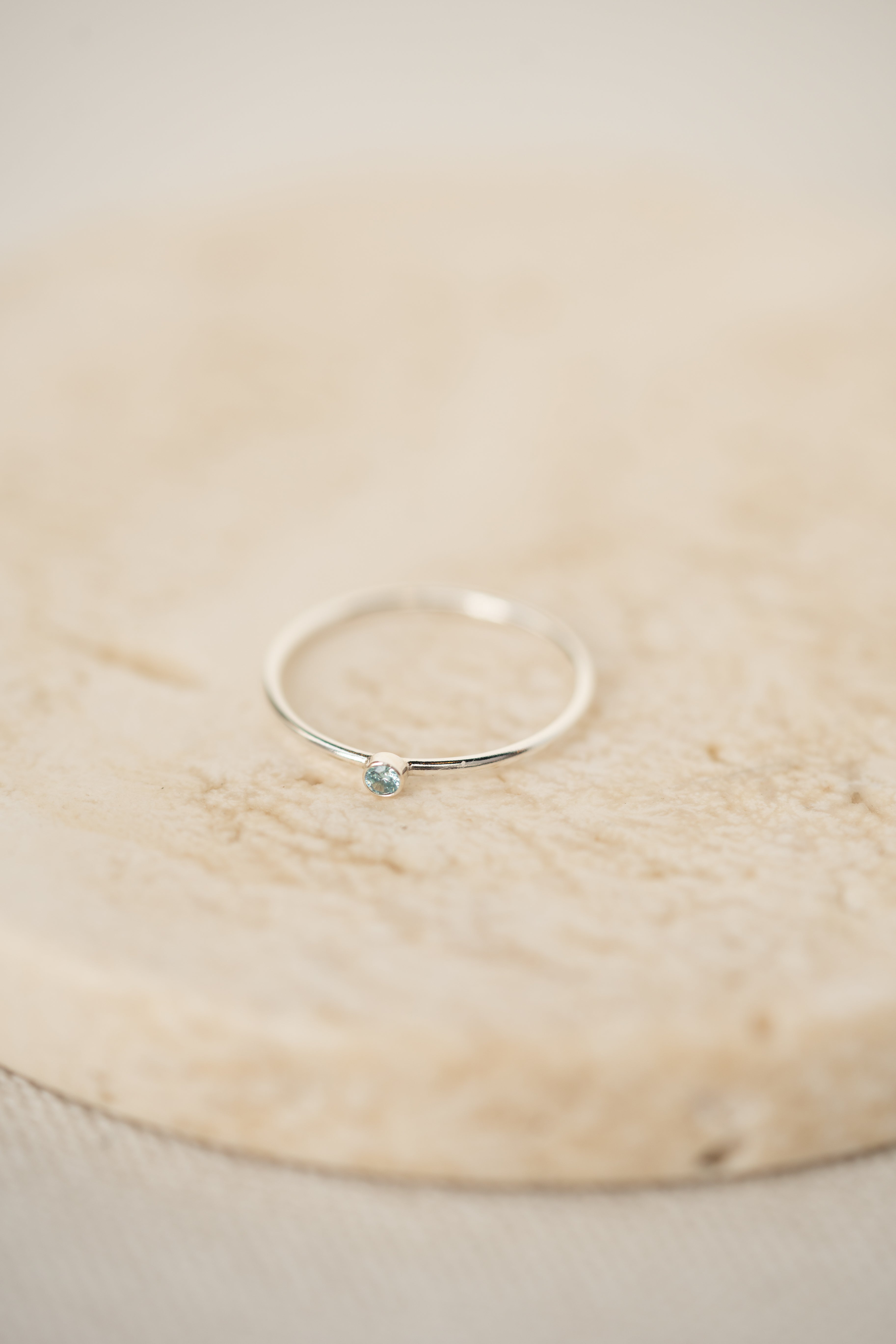 Light Blue CZ Gemstone Ring - Sterling Silver