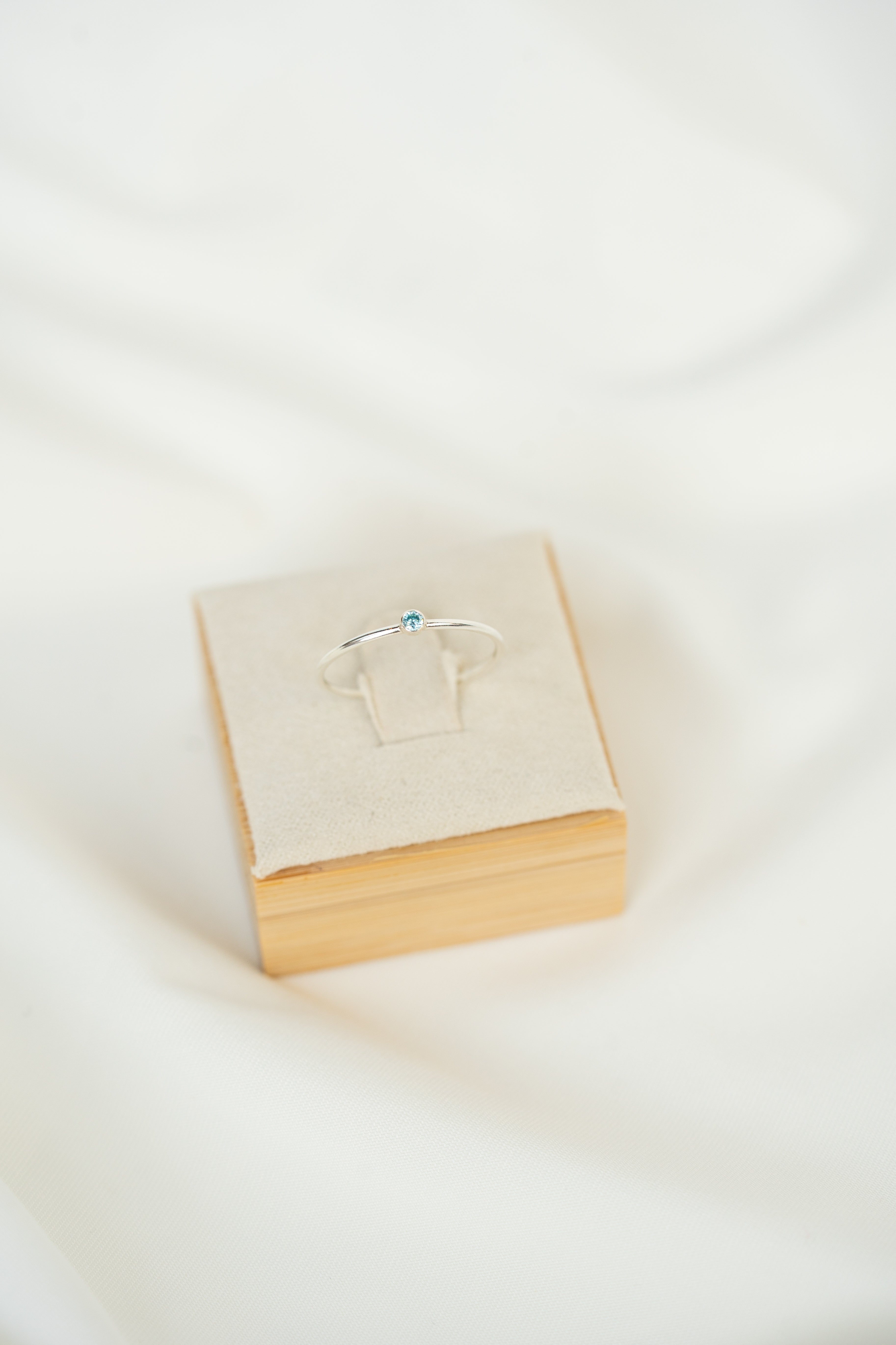 Light Blue CZ Gemstone Ring - Sterling Silver