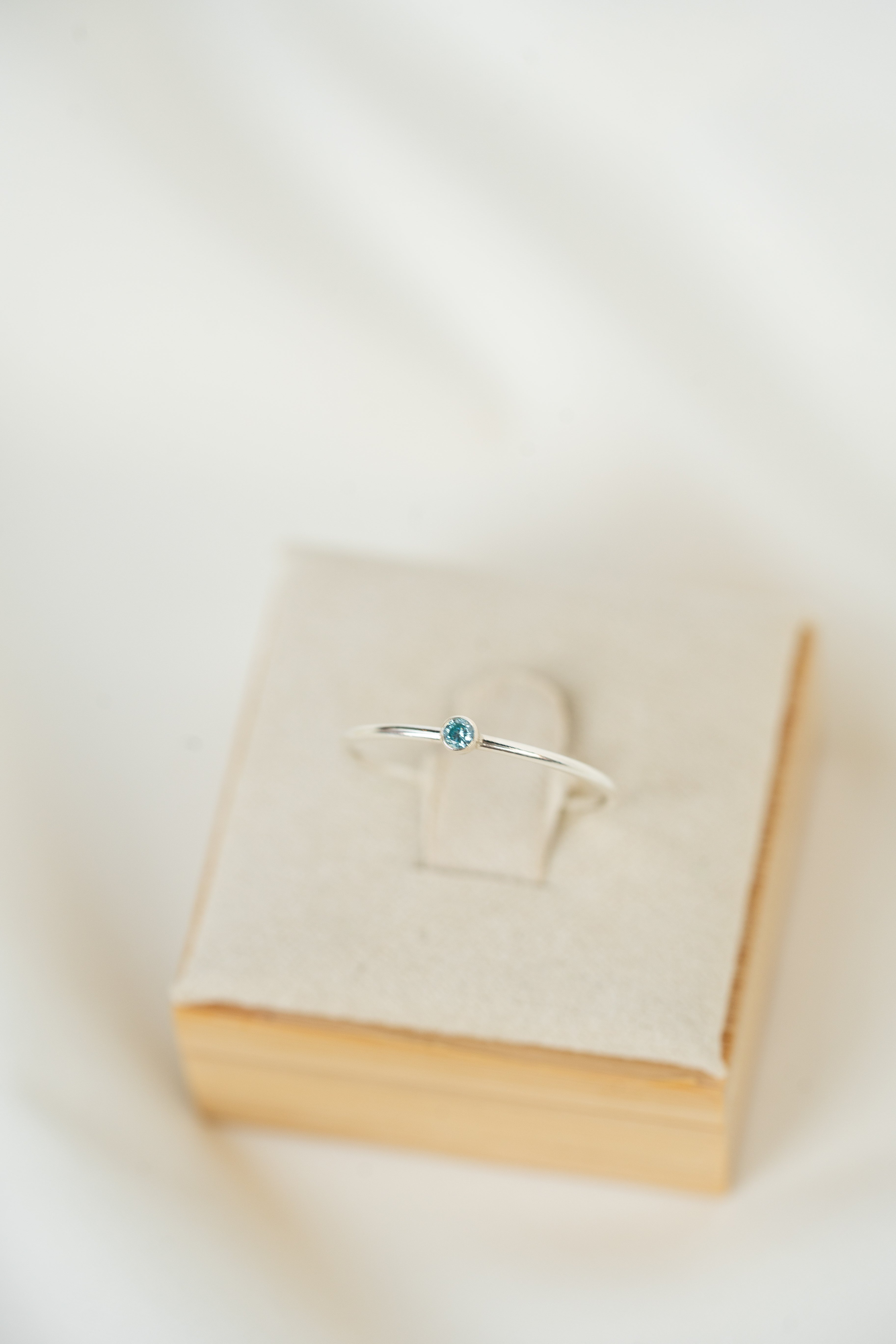 Light Blue CZ Gemstone Ring - Sterling Silver