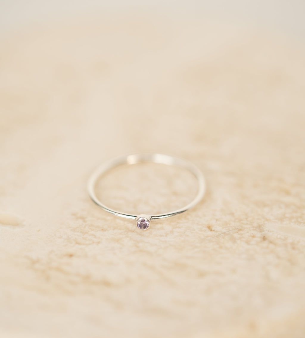 Light Purple CZ Gemstone Ring - Sterling Silver