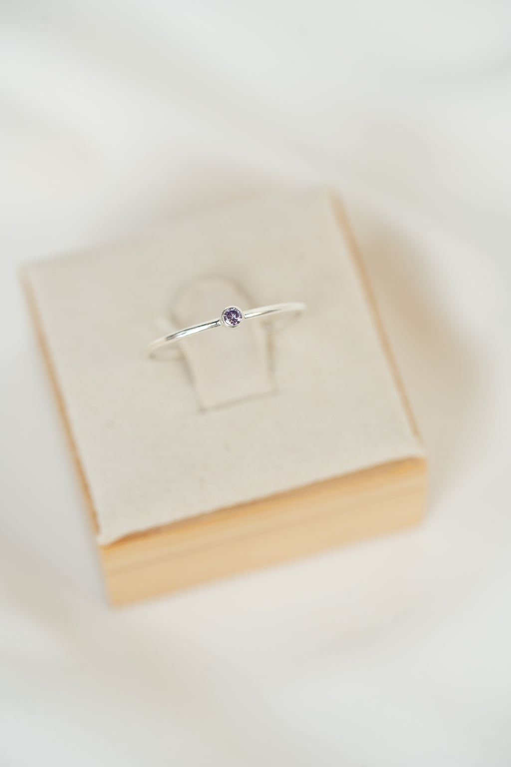 Light Purple CZ Gemstone Ring - Sterling Silver