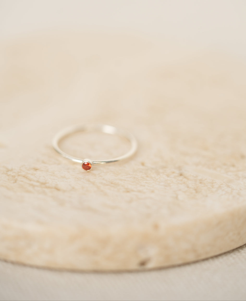 Light Red CZ Gemstone Ring