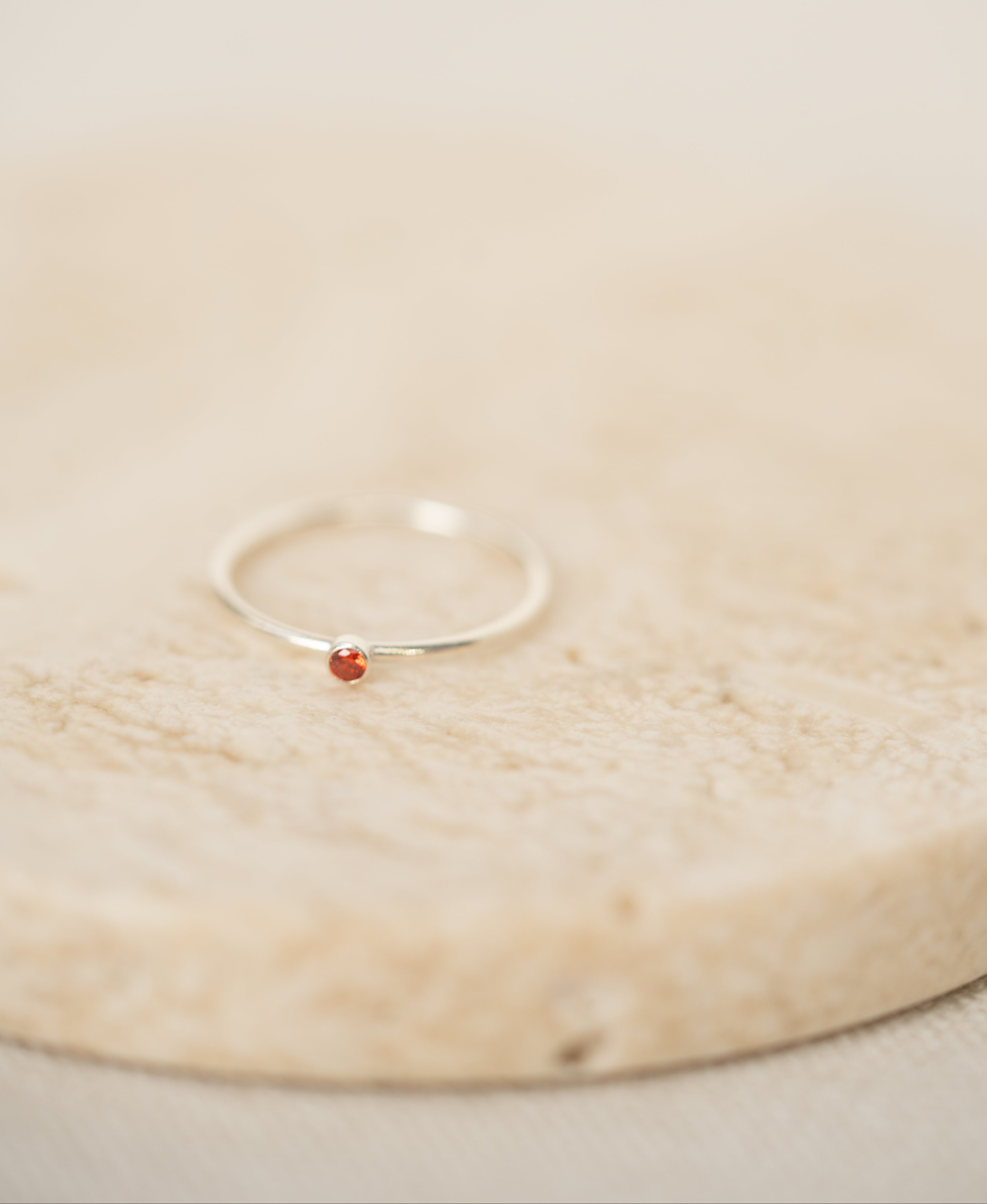 Light Red CZ Gemstone Ring