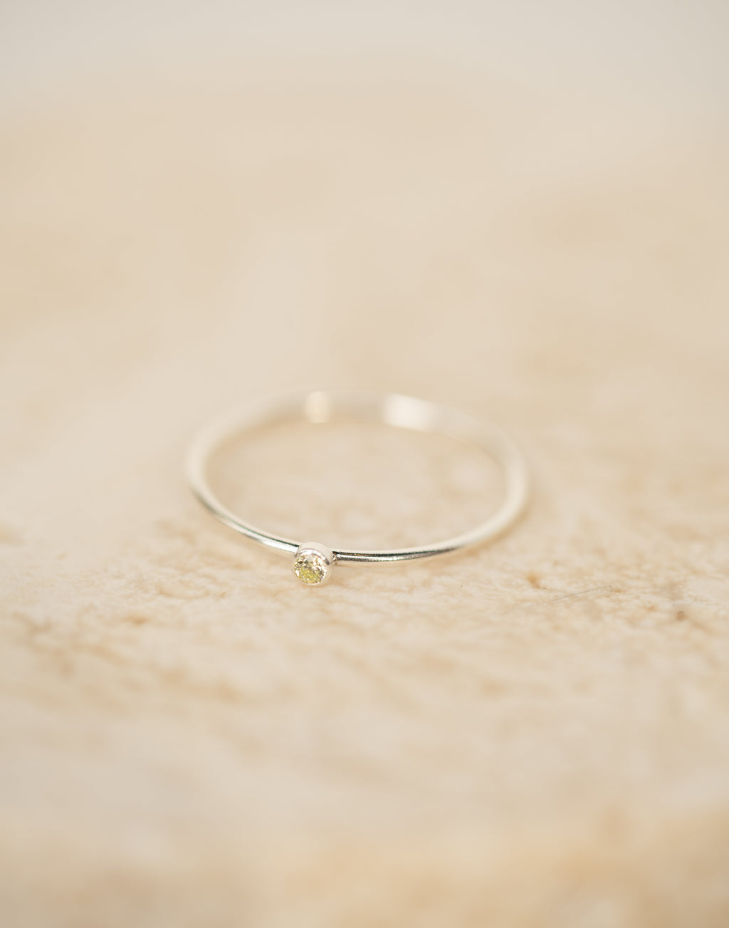 Lime Green CZ Gemstone Ring - Sterling Silver