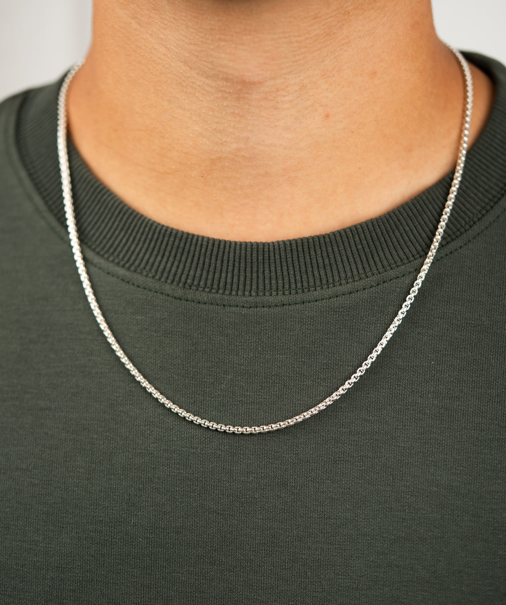 Men's Silver Box Chain Necklace