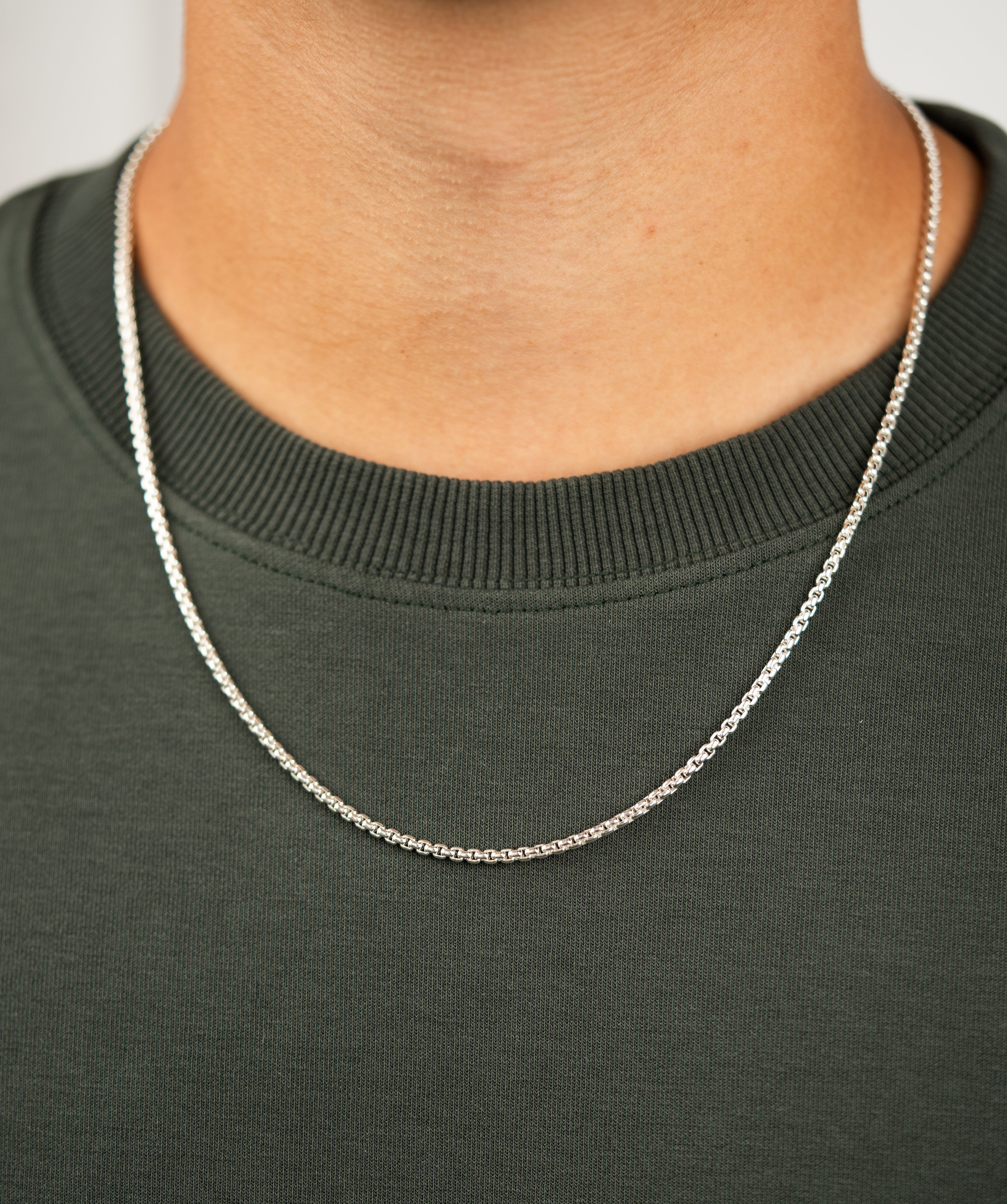 Men's Silver Box Chain Necklace