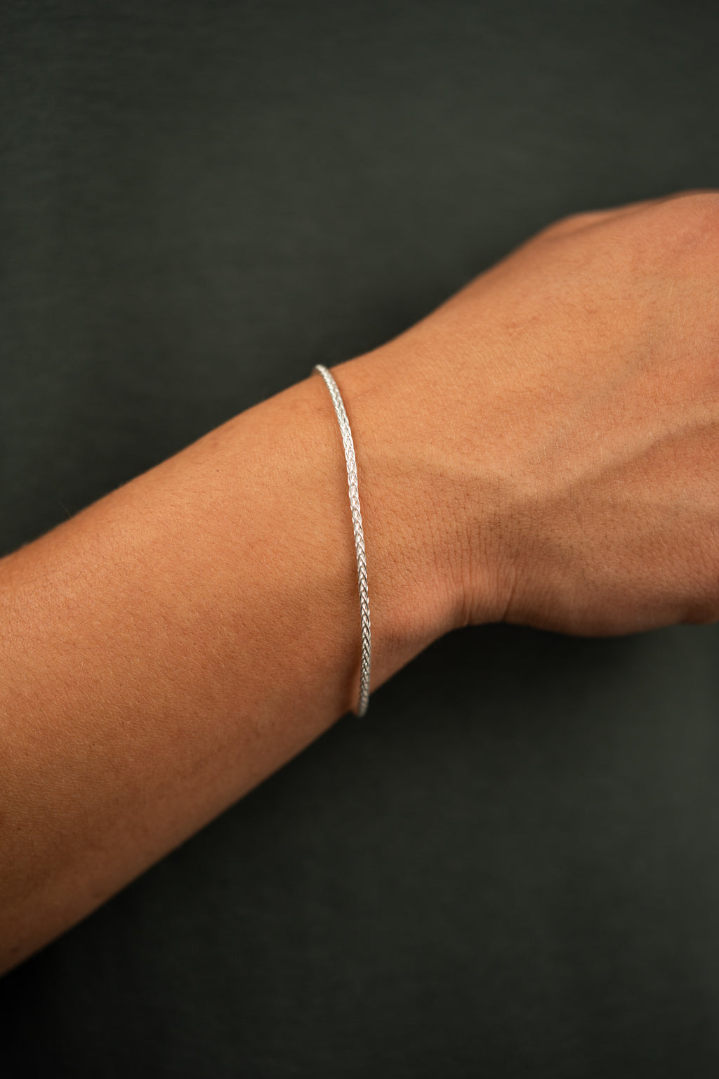 Men's Silver Wheat Bracelet