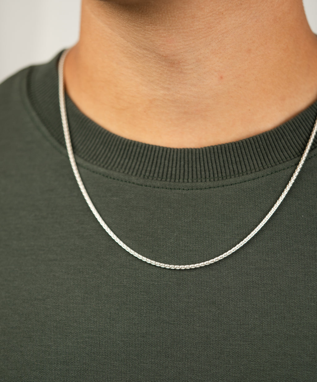 Men's Silver Wheat Necklace