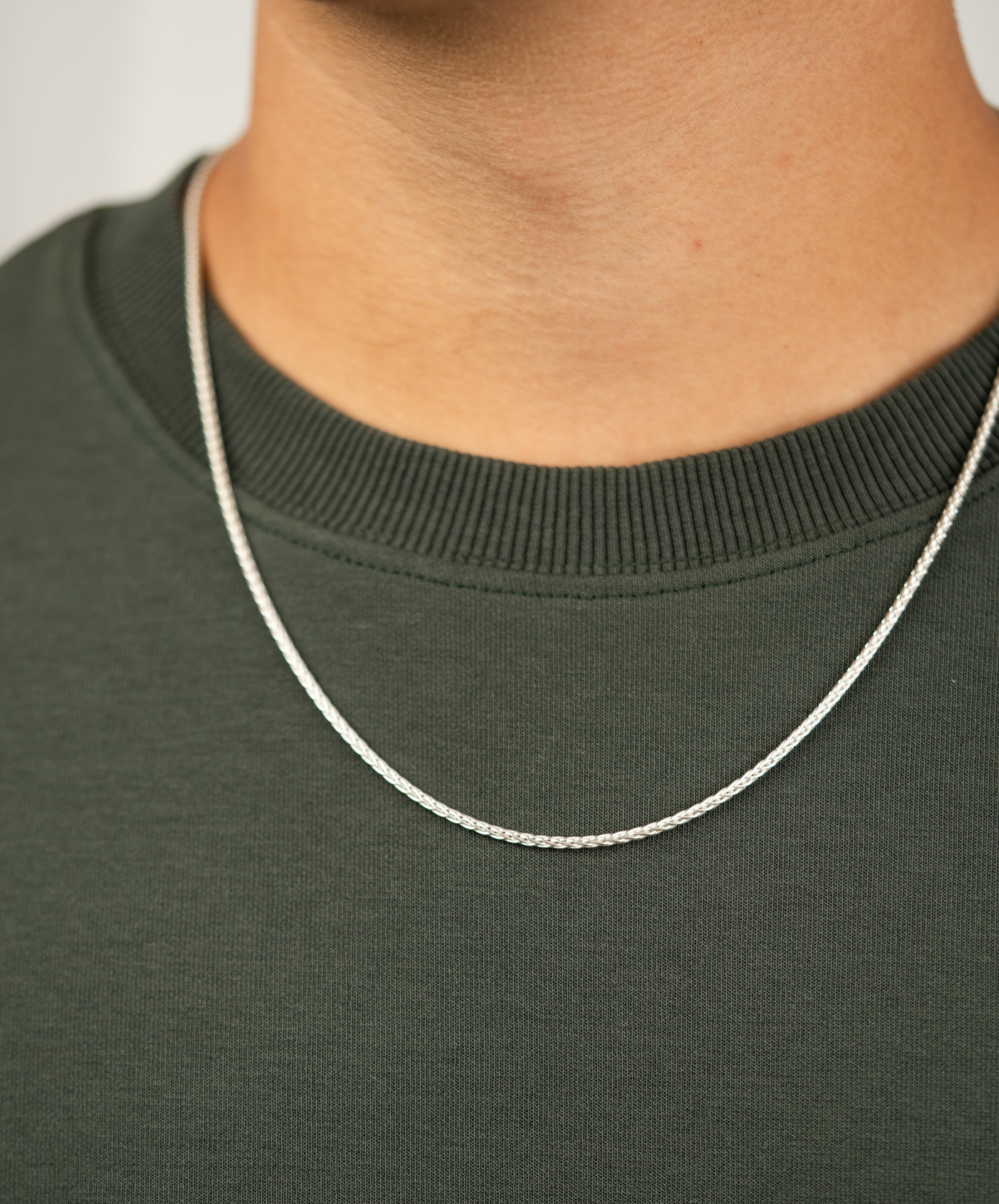 Men's Silver Wheat Necklace