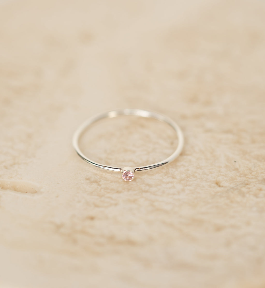 Pink CZ Gemstone Ring