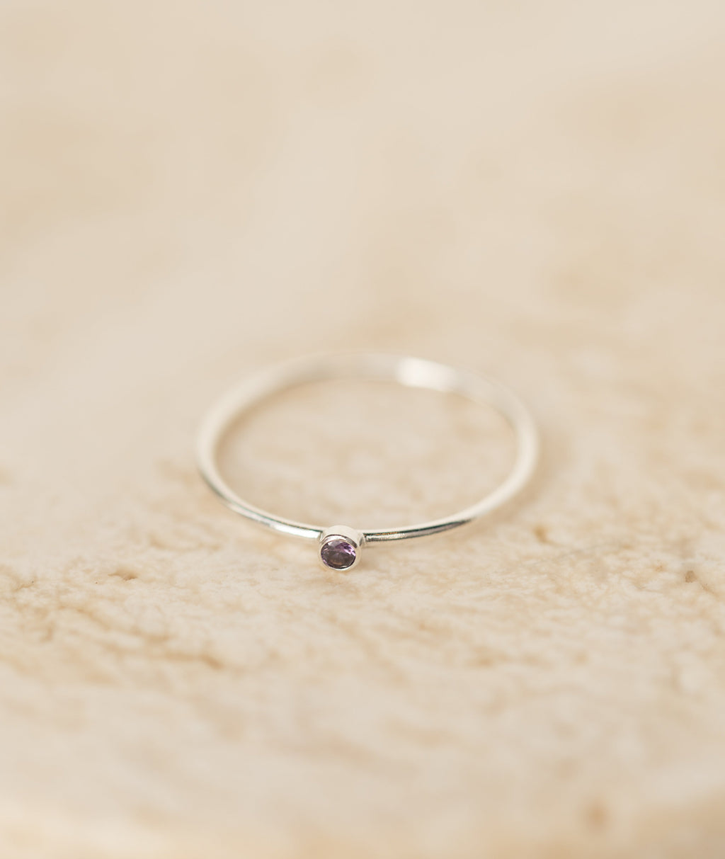 Purple CZ Gemstone Ring - Sterling Silver
