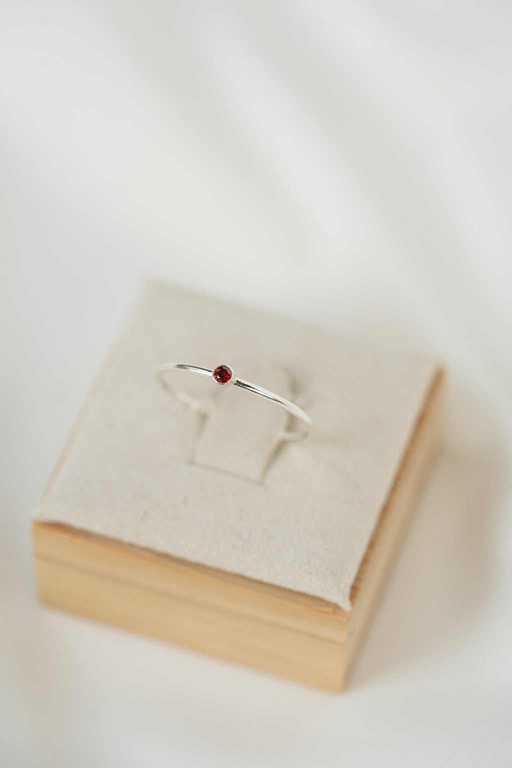 Red CZ Gemstone Ring - Sterling Silver
