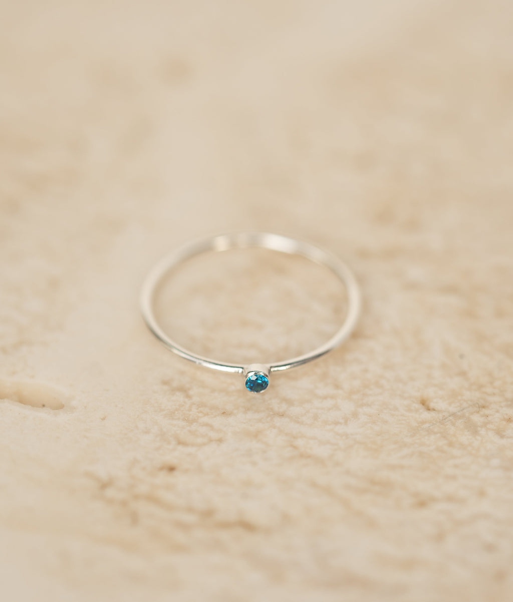 Swiss Blue CZ Gemstone Ring